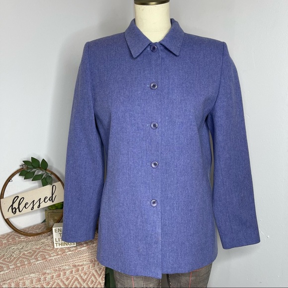 Vintage Pendleton Periwinkle Blue 100% Virgin Wool Blazer Jacket Size 10 - Picture 1 of 17